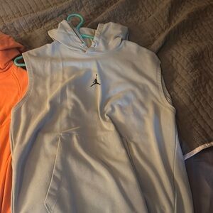 Light Blue Sleeveless Hoodie with Logo